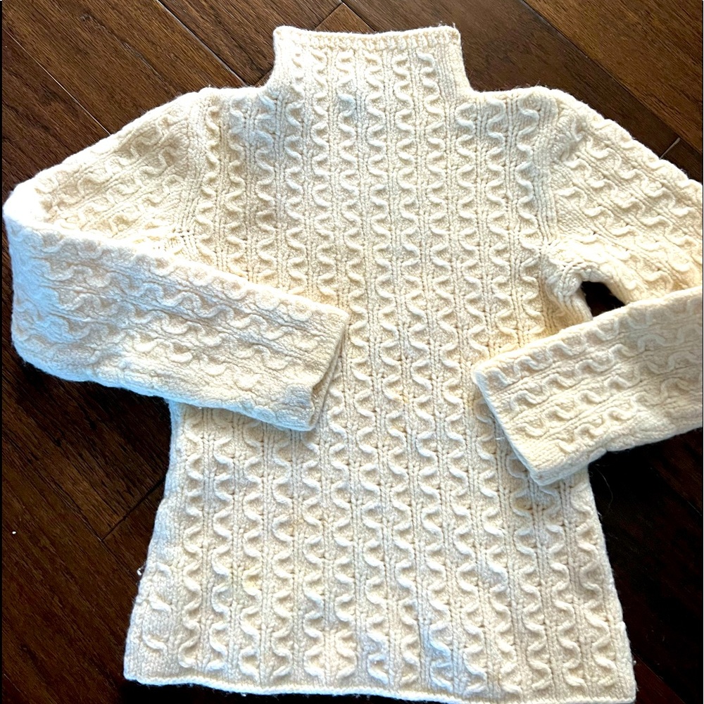 Adrienne Vittadini cream cable sweater.